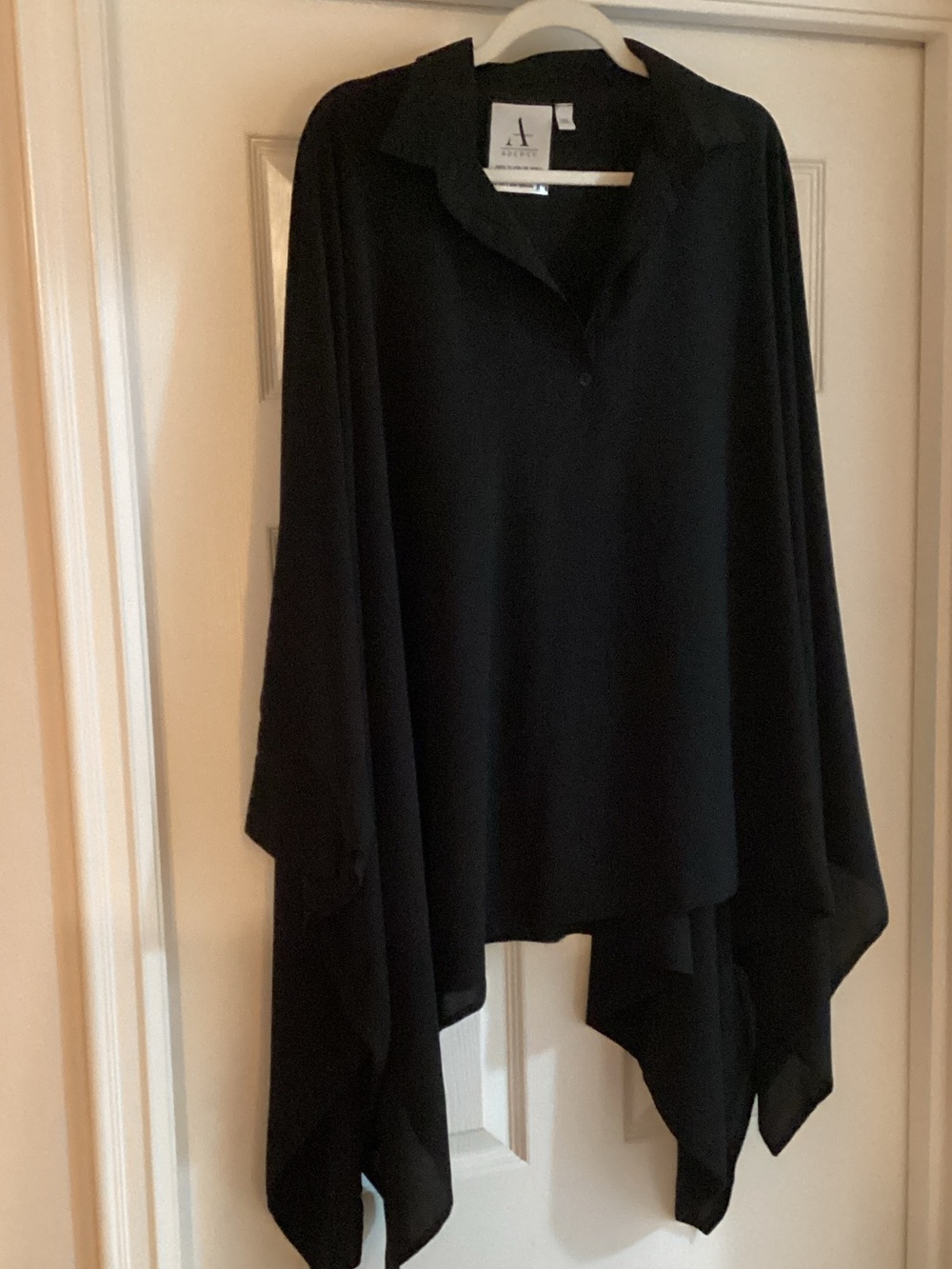 Ava & Aiden Black Draped Poncho Tunic